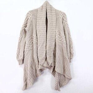 Mason Shawl Cardigan Small Beige Knit Wool Cashmere Silk Open Front Sweater